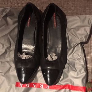 Prada ballet flats-- leather/patent leather